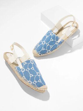 Talbots Isla Floral Chambray Espadrille Slingback Flats